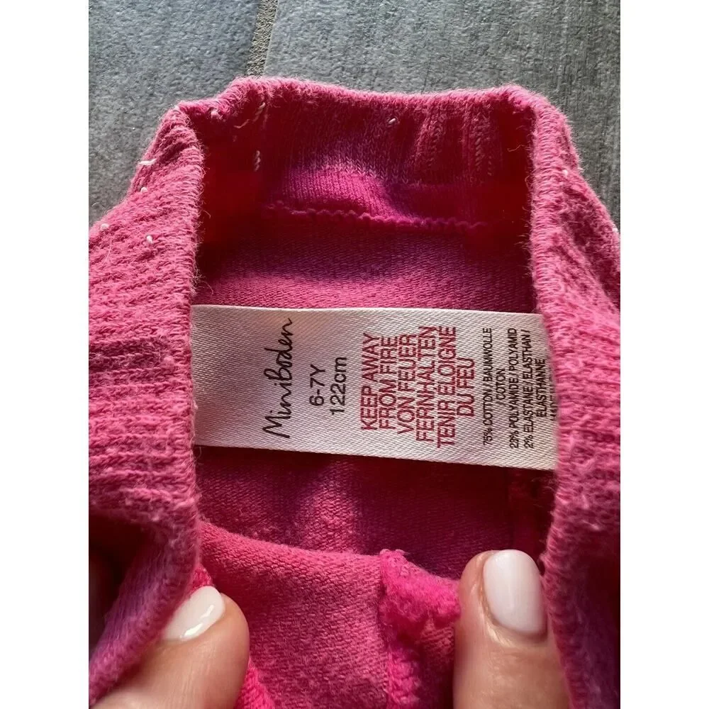 Mini Boden Girls Pink Red Navy Cat Kitty Knit Footed Tights 6-7 Years 122cm